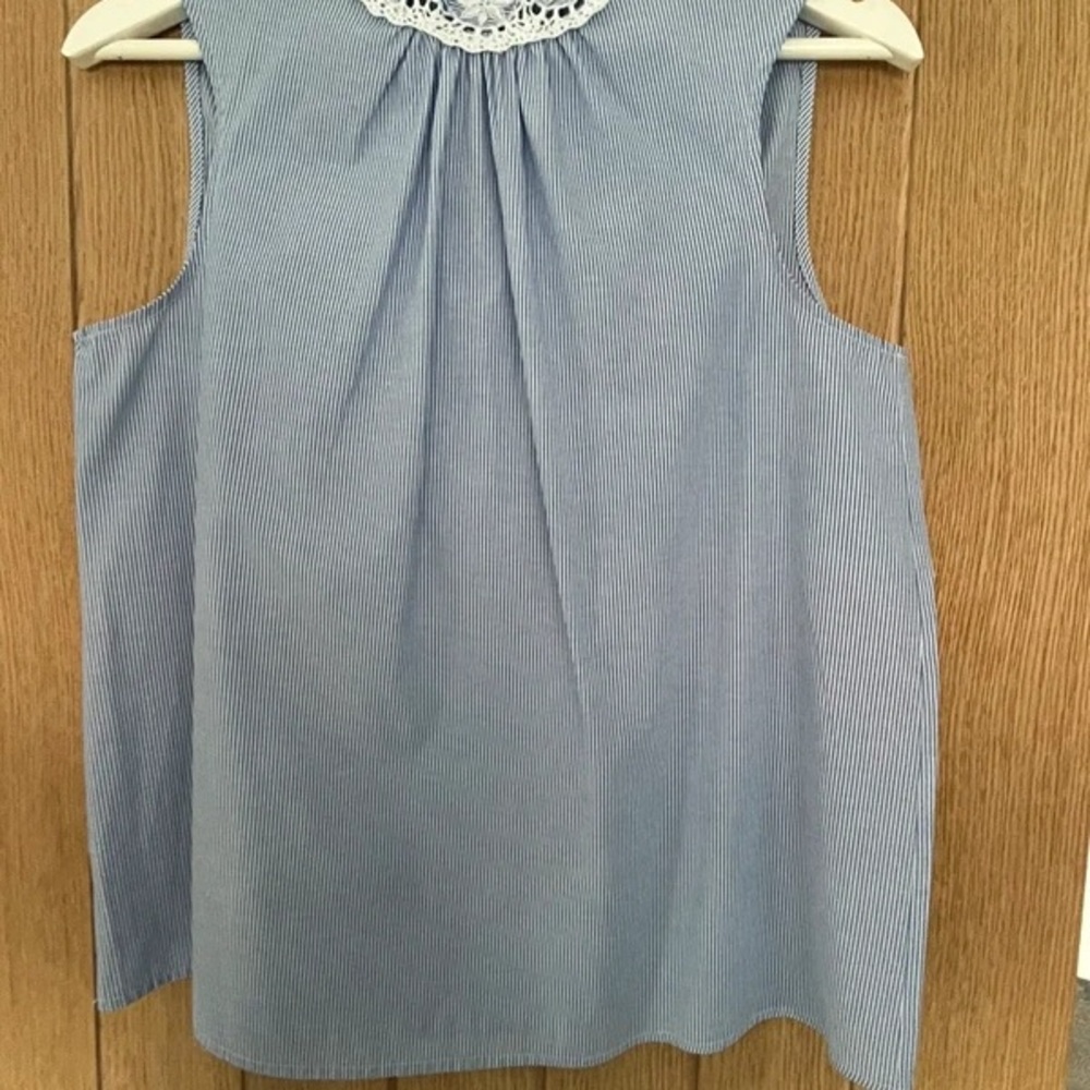 Zara Light Blue Striped Sleeveless Top
